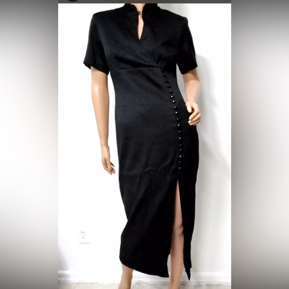 Newport News Y2K easy style black maxi dress size 12 Elegant Classic MAXI *S35 - Picture 3 of 6